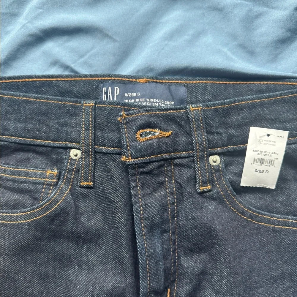 Gap High Rise Wide Leg Crop Jeans Dark Wash Size 25 New with Tags - Picture 4 of 5